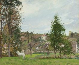 Weißes Pferd auf einer Wiese, l'Hermitage, Pontoise | Pissarro | Gemälde Reproduktion