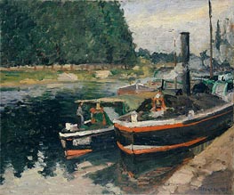 Barges at Pontoise, 1876 von Pissarro | Leinwand Kunstdruck