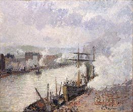 Steamboats in the Port of Rouen, 1896 by Pissarro | Canvas Print