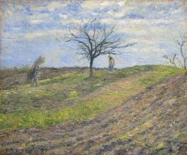 Cultivated Land in Winter, a Man Carrying Fagots, 1877 von Pissarro | Giclée-Kunstdruck