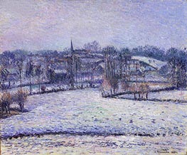 Snow Scene at Eragny (View of Bazincourt) | Pissarro | Painting Reproduction