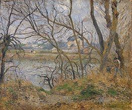 The Banks of the Oise, near Pontoise, Cloudy Weather, 1878 by Pissarro | Canvas Print