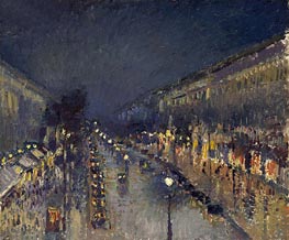 The Boulevard Montmartre at Night | Pissarro | Painting Reproduction