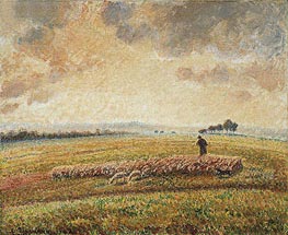 Landscape with Flock of Sheep, 1902 von Pissarro | Leinwand Kunstdruck