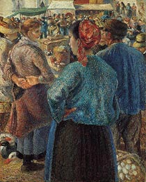 The Poultry Market at Pontoise, 1882 von Pissarro | Leinwand Kunstdruck
