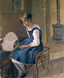Jeanne Holding a Fan, n.d. von Pissarro | Leinwand Kunstdruck