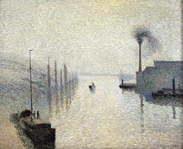 L'lle Lacroix, Rouen (The Effect of Fog), 1888 by Pissarro | Canvas Print