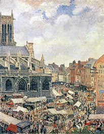 The Market Surrounding the Church of Saint-Jacques, Dieppe, 1901 by Pissarro | Canvas Print