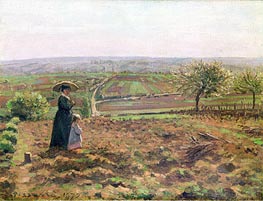 The Road to Rouen, Pontoise, 1872 by Pissarro | Canvas Print