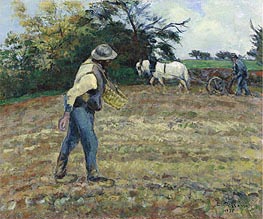 The Sower, Montfoucault, 1875 von Pissarro | Leinwand Kunstdruck