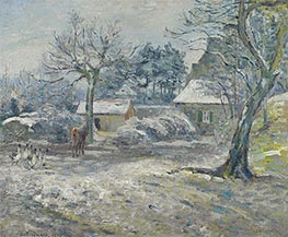 Farm in Montfoucault, Snow, 1874 von Pissarro | Leinwand Kunstdruck