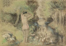 La Baigneuse aux Oies, c.1895 von Pissarro | Papier-Kunstdruck