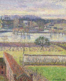 View from my Window, Flooding, Evening, Eragny, 1893 by Pissarro | Canvas Print