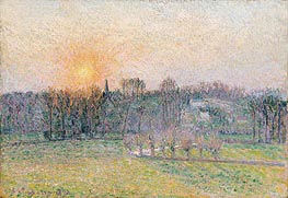 Sunset, Bazincourt, 1892 von Pissarro | Leinwand Kunstdruck