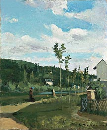 Strollers on a Country Road, La Varenne-Saint-Hilaire, 1864 by Pissarro | Canvas Print