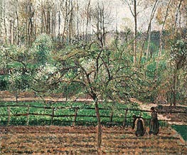 Springtime, Grey Weather, Eragny, 1895 by Pissarro | Canvas Print