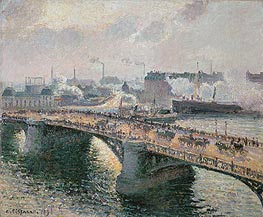 Sunset over the Boieldieu-Bridge at Rouen, Brittany, 1896 by Pissarro | Canvas Print