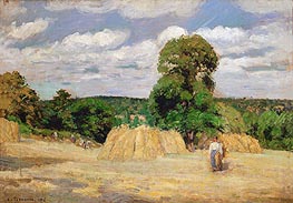 Harvesting at Montfoucault, 1876 von Pissarro | Leinwand Kunstdruck