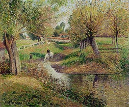 Watering Hole, Eragny, 1895 by Pissarro | Canvas Print