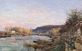 The Seine at Bougival, 1870 by Pissarro | Canvas Print