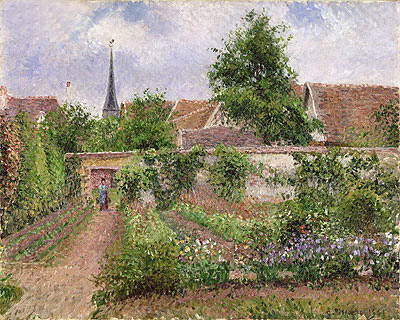 Vegetable Garden in Eragny, Overcast Sky, Morning, 1901 | Pissarro | Giclée Leinwand Kunstdruck