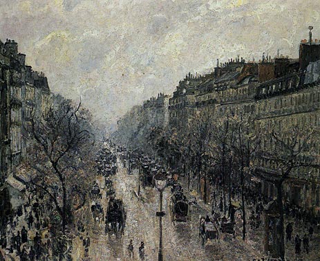 Boulevard Montmartre - Foggy Morning, 1897 | Pissarro | Giclée Leinwand Kunstdruck