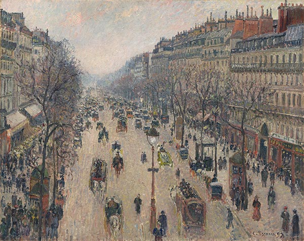 Boulevard Montmartre, Morning, Cloudy Weather, 1897 | Pissarro | Giclée Leinwand Kunstdruck