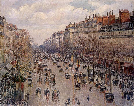 Boulevard Montmartre - Nachmittag, Sonnenschein, 1897 | Pissarro | Giclée Leinwand Kunstdruck