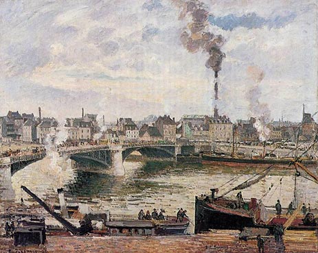 Die Große Brücke, Rouen, 1896 | Pissarro | Giclée Leinwand Kunstdruck