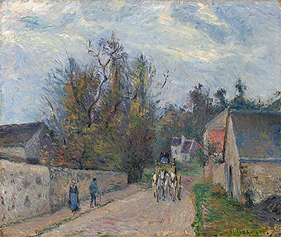 Diligence on the Road from Ennery to l'Hermitage, 1877 | Pissarro | Giclée Leinwand Kunstdruck
