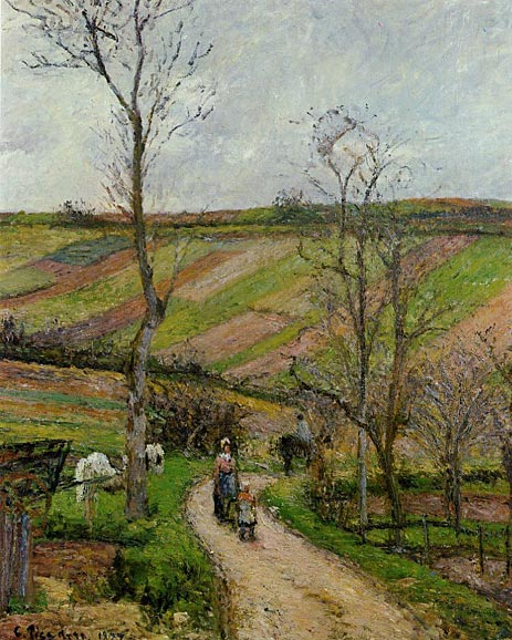 Route du Fond de l'Hermitage, Pontoise, 1877 | Pissarro | Giclée Leinwand Kunstdruck