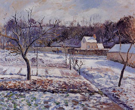 L'Hermitage, Pontoise, Snow Effect, 1874 | Pissarro | Giclée Leinwand Kunstdruck
