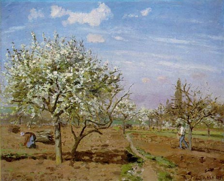 Orchard in Bloom, Louveciennes, 1872 | Pissarro | Giclée Leinwand Kunstdruck
