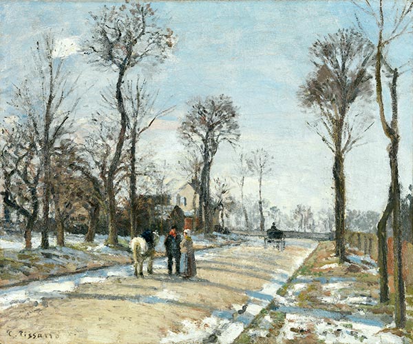 Route de Versailles, Louveciennes, Wintersonne und Schnee, c.1870 | Pissarro | Giclée Leinwand Kunstdruck