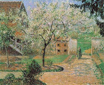 Plum Trees in Blossom, Eragny (The Artist's Home), 1894 | Pissarro | Giclée Leinwand Kunstdruck