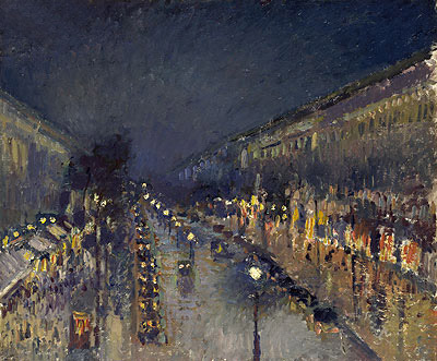 The Boulevard Montmartre at Night, 1897 | Pissarro | Giclée Leinwand Kunstdruck