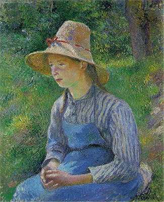 Peasant Girl with a Straw Hat, 1881 | Pissarro | Giclée Leinwand Kunstdruck