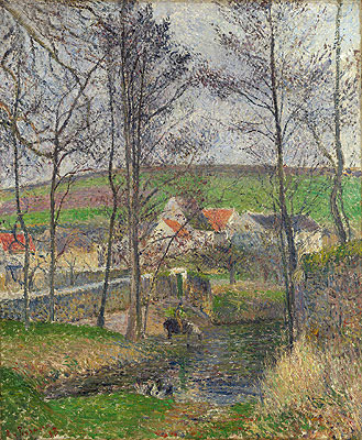 The Banks of the Viosne at Osny in Grey Weather, Winter, 1883 | Pissarro | Giclée Canvas Print