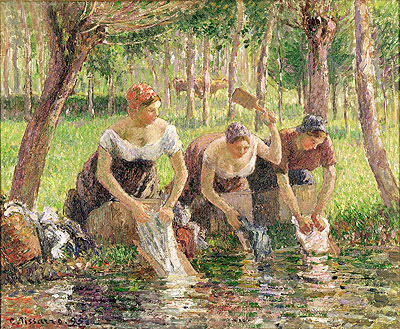 The Washerwomen, Eragny, 1895 | Pissarro | Giclée Canvas Print