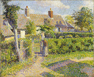 Peasants' Houses, Eragny, 1887 | Pissarro | Giclée Leinwand Kunstdruck