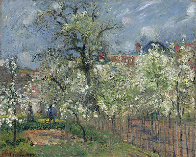 Le Jardin de Maubuisson, Pontoise, Poiriers en Fleur, 1877 | Pissarro | Giclée Leinwand Kunstdruck