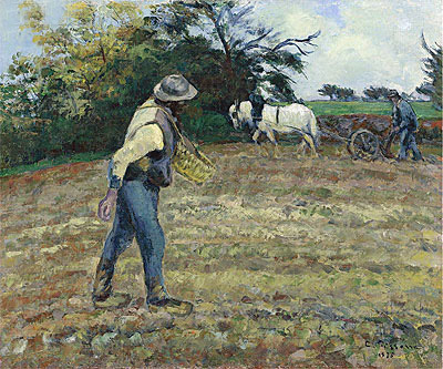 The Sower, Montfoucault, 1875 | Pissarro | Giclée Canvas Print