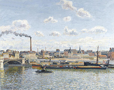Le Pont Boieldieu et la Gare d'Orleans, Rouen, Soleil, 1898 | Pissarro | Giclée Leinwand Kunstdruck