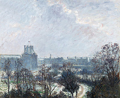 Le Jardin des Tuileries et le Pavillon de Flore, Effet de Neige, 1899 | Pissarro | Giclée Leinwand Kunstdruck