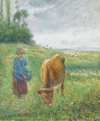 Gardeuse de Vache, Cote des Grouettes, Pontoise, 1882 | Pissarro | Giclée Paper Art Print