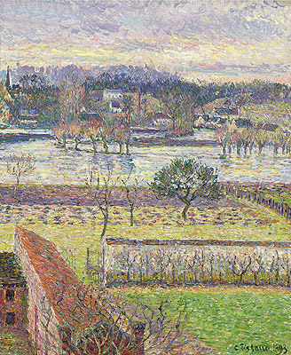 View from my Window, Flooding, Evening, Eragny, 1893 | Pissarro
