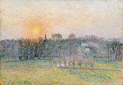 Sunset, Bazincourt, 1892 | Pissarro | Giclée Leinwand Kunstdruck