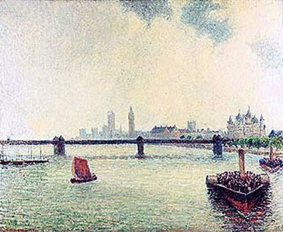 The Charing Cross Bridge in London, 1891 | Pissarro | Giclée Leinwand Kunstdruck