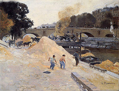 The Banks of the Seine in Paris, Pont Marie, Quai d'Anjou, c.1875 | Pissarro | Giclée Canvas Print