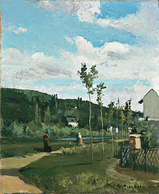 Strollers on a Country Road, La Varenne-Saint-Hilaire, 1864 | Pissarro | Giclée Canvas Print